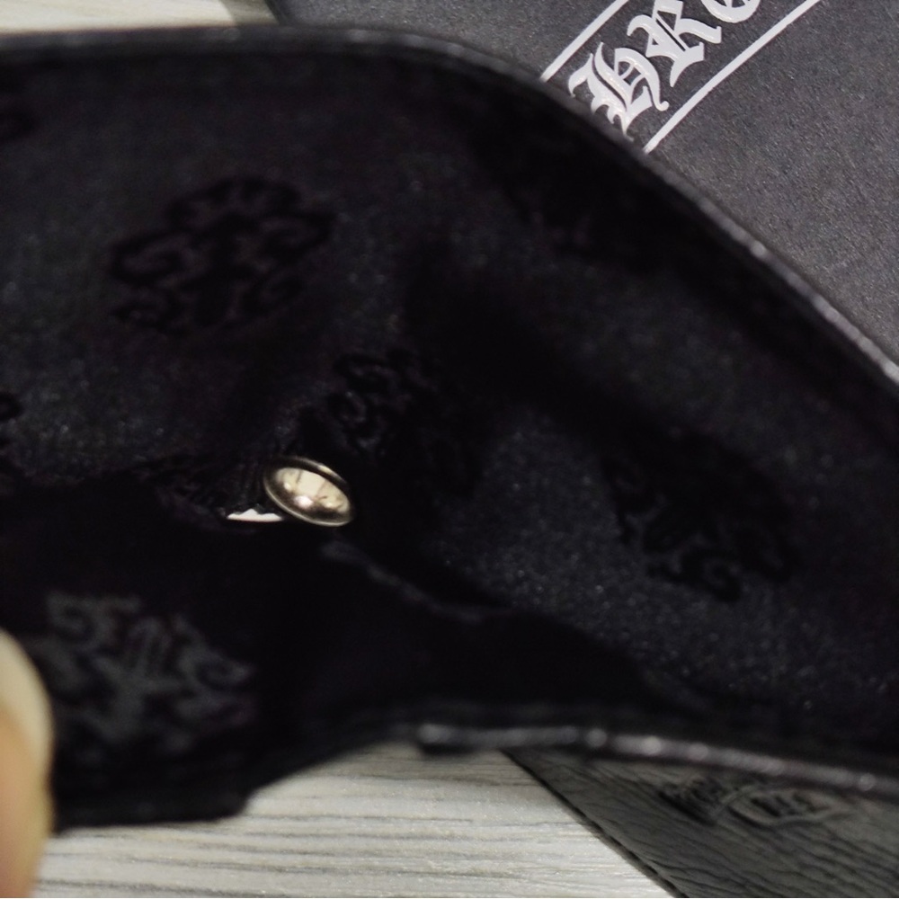 Chrome Hearts Black Leather Money Clip with Red Tongue Patch - Picture 10 of 10